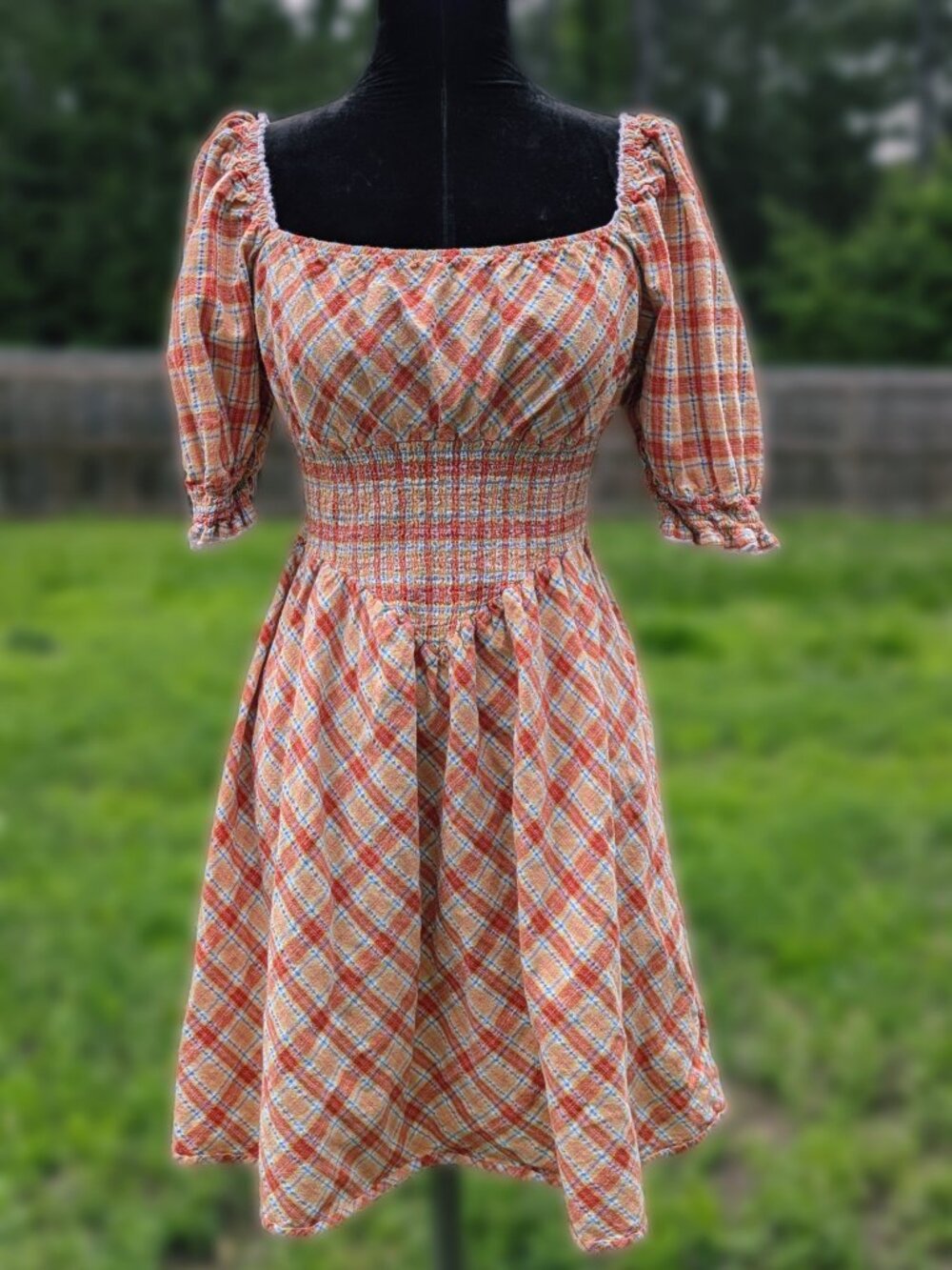 Vintage Betsy Johnson Orange Gingham Sundress XXL